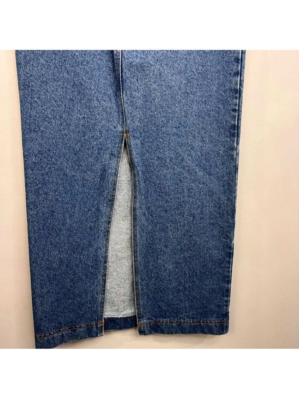 Vtg 80s 90s Cobra rigid cotton denim fitted high rise long pencil maxi skirt 7 - Picture 8 of 16